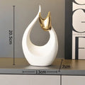 Modern white ceramic kitten statue gold ears living room decor