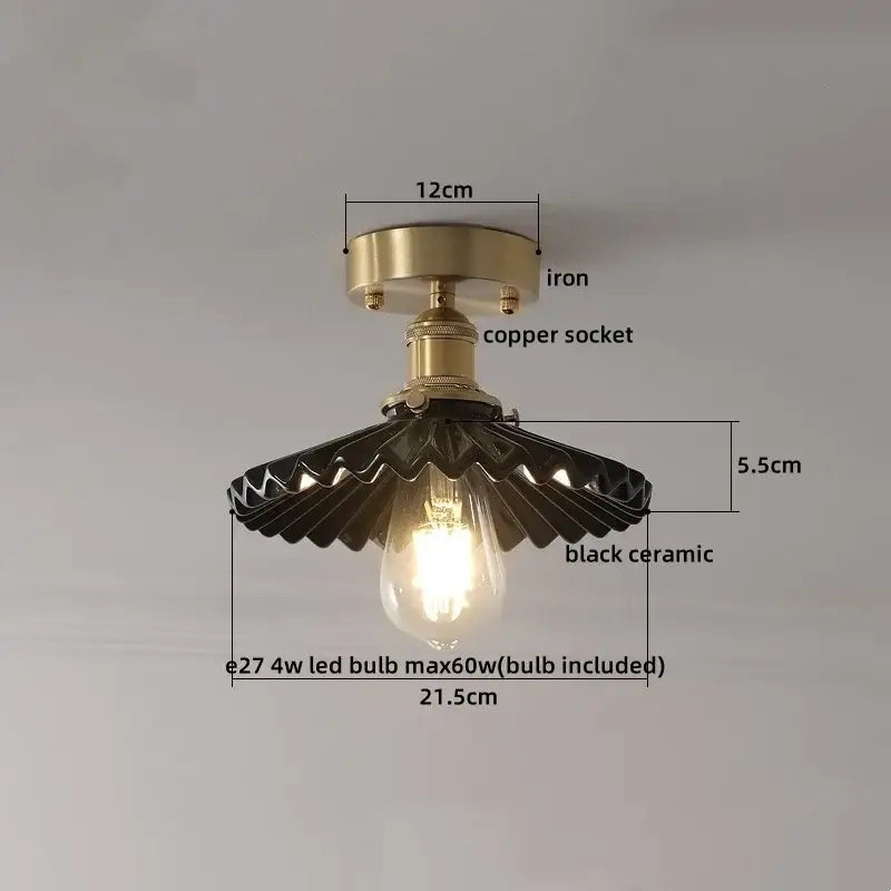 Modern white ceramic led ceiling light for balcony with gold base
