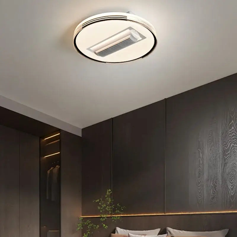 Modern white & chrome square ceiling fan chandelier bedroom led light