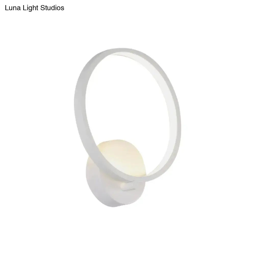 Modern white circle sconce light fixture bedroom wall lamp