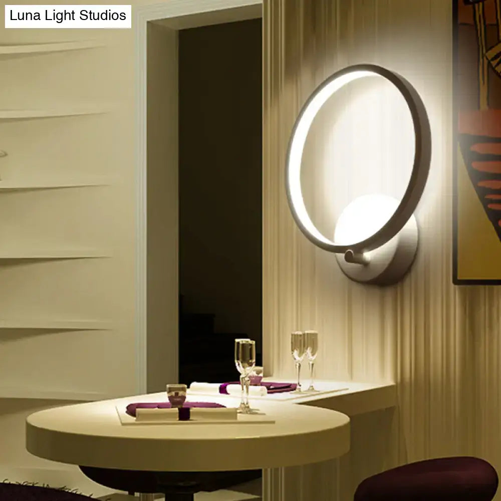 Modern white circle sconce light fixture bedroom wall lamp