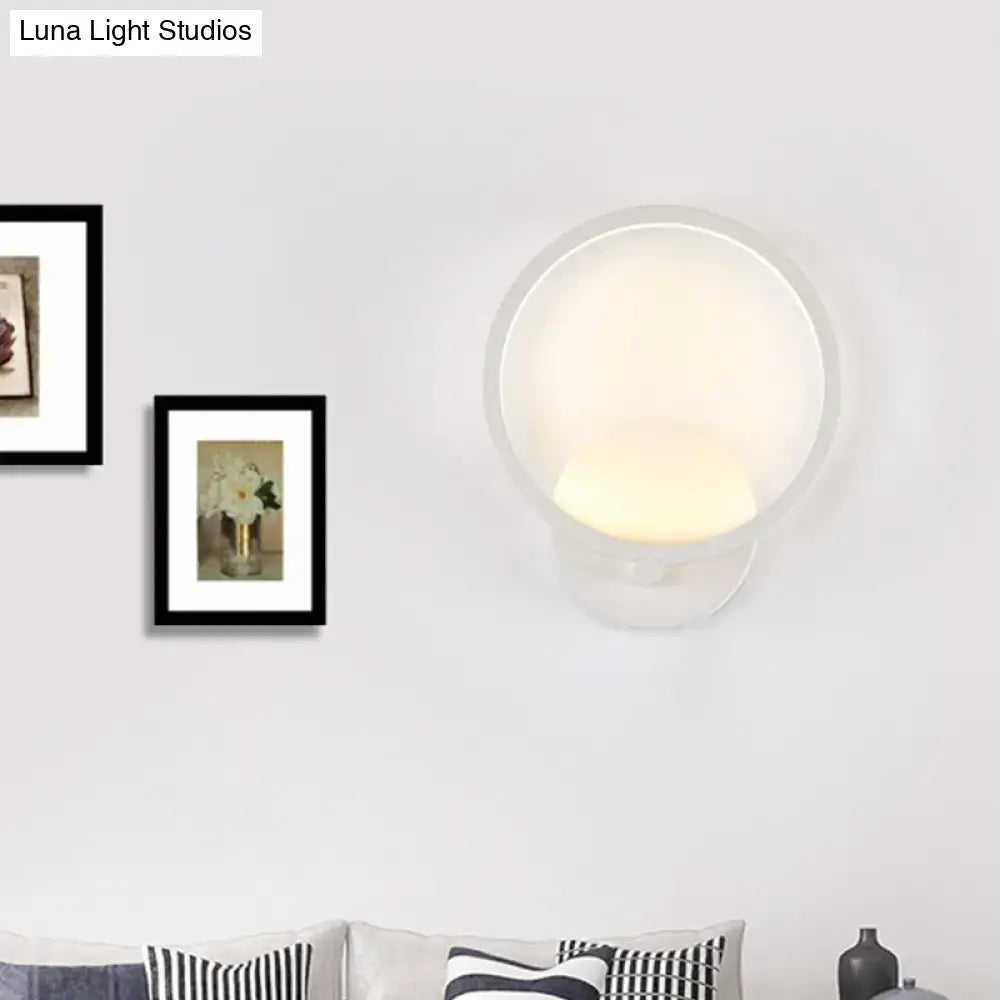 Modern white circle sconce light fixture bedroom wall lamp