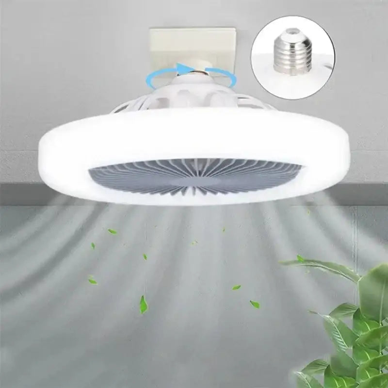 Modern white circular ceiling fan with remote control for bedroom