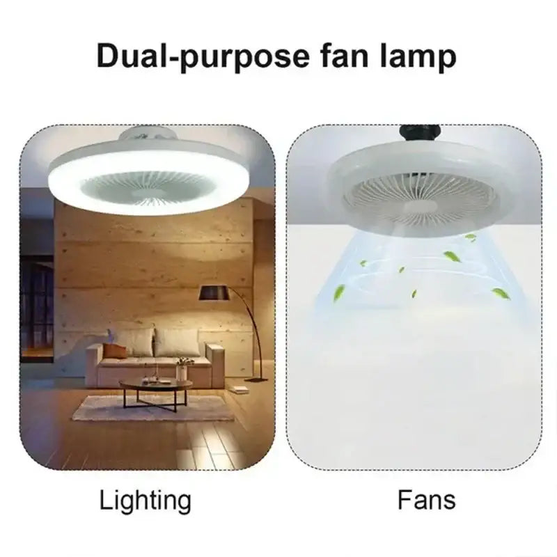 Modern white circular ceiling fan with remote control for bedroom