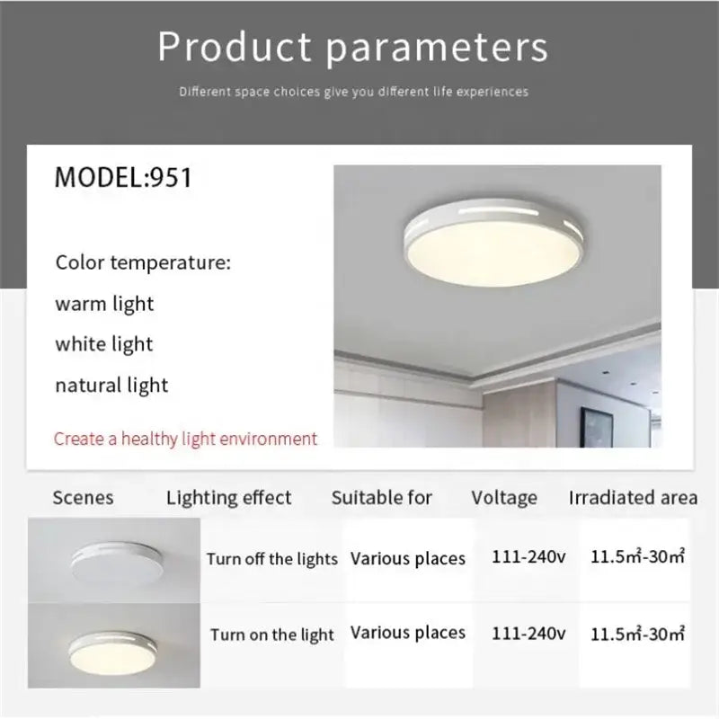 Modern white circular led ceiling aluminium lights bedroom