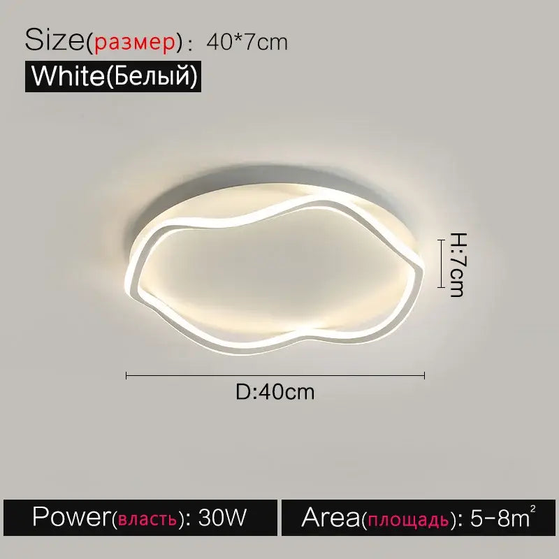 Modern white cloud led ceiling lamp for minimalist bedroom
