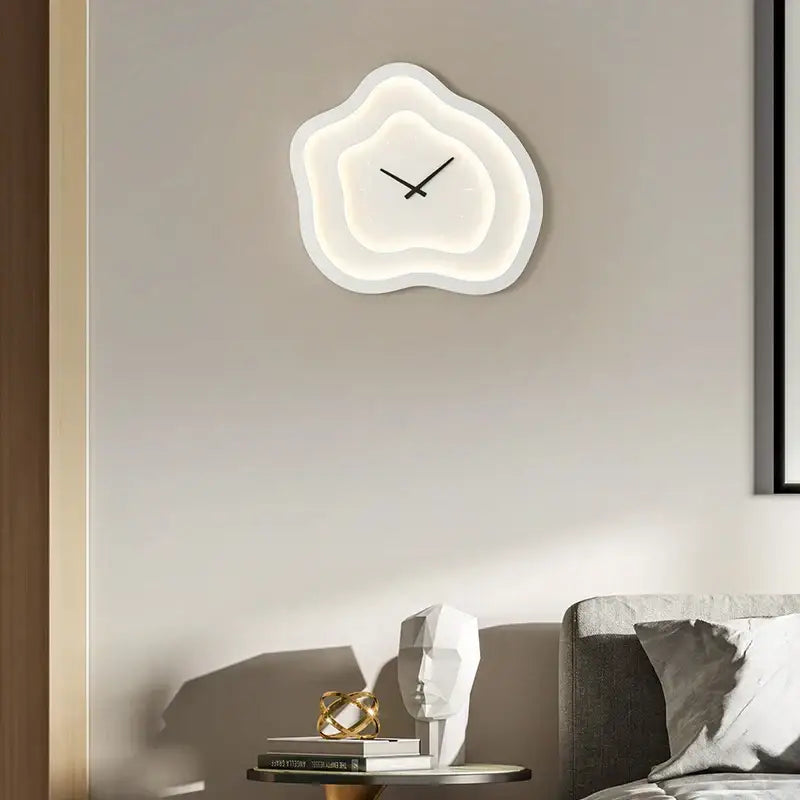 Modern white cloud led wall lamp bedroom dimmable sconce clock