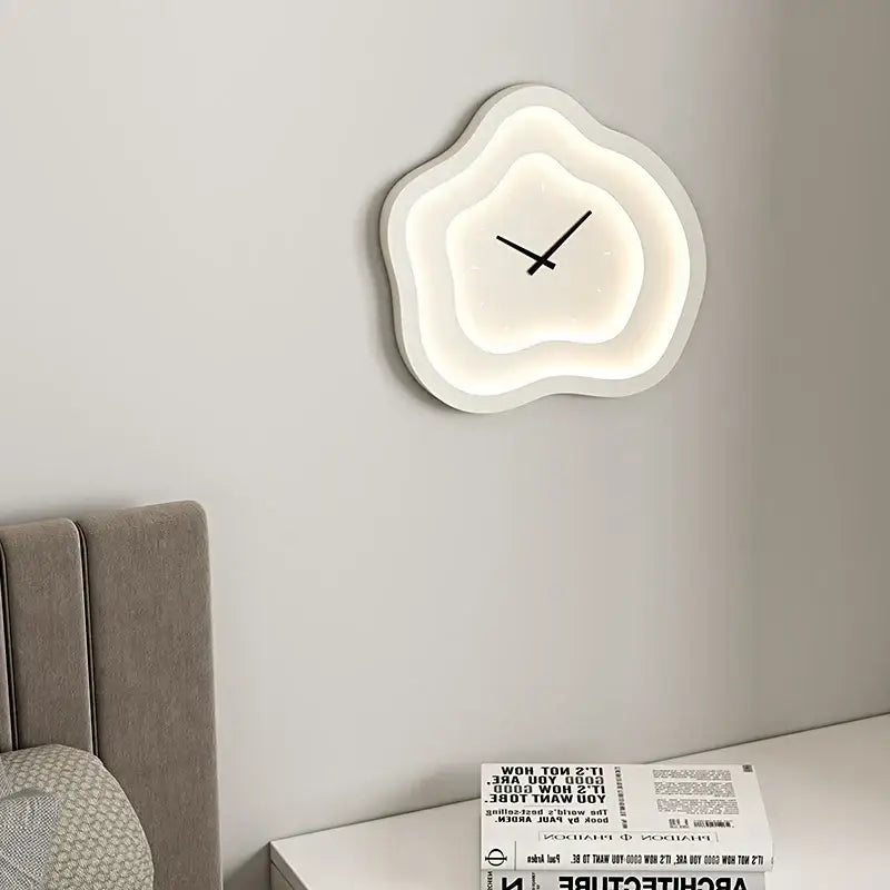 Modern white cloud led wall lamp bedroom dimmable sconce clock