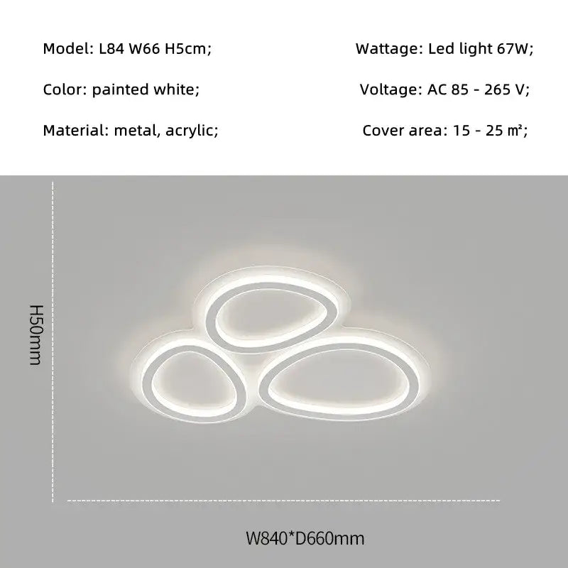 Modern white cloud ring led ceiling light for living room