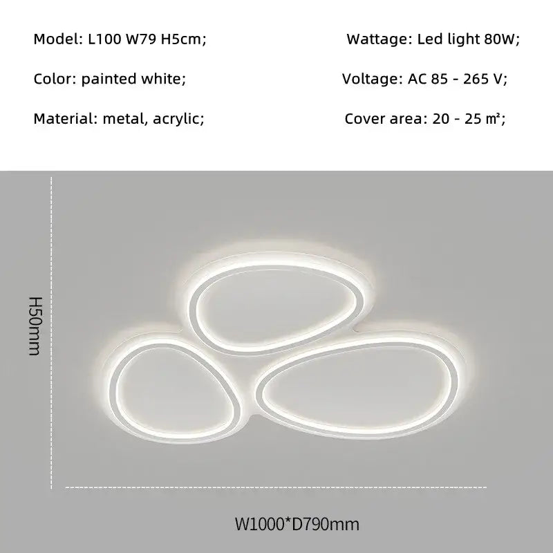 Modern white cloud ring led ceiling light for living room
