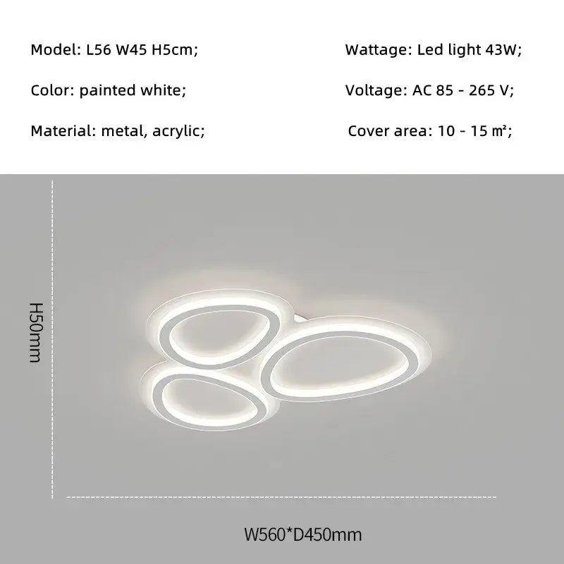 Modern white cloud ring led ceiling light for living room