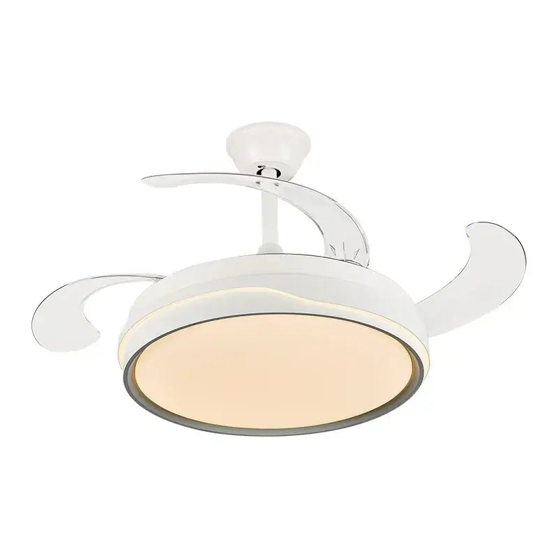 Modern white curved blade ceiling fan light for bedroom