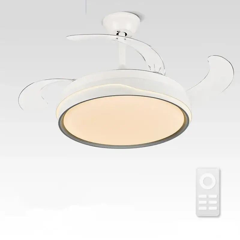Modern white curved blade ceiling fan light for bedroom