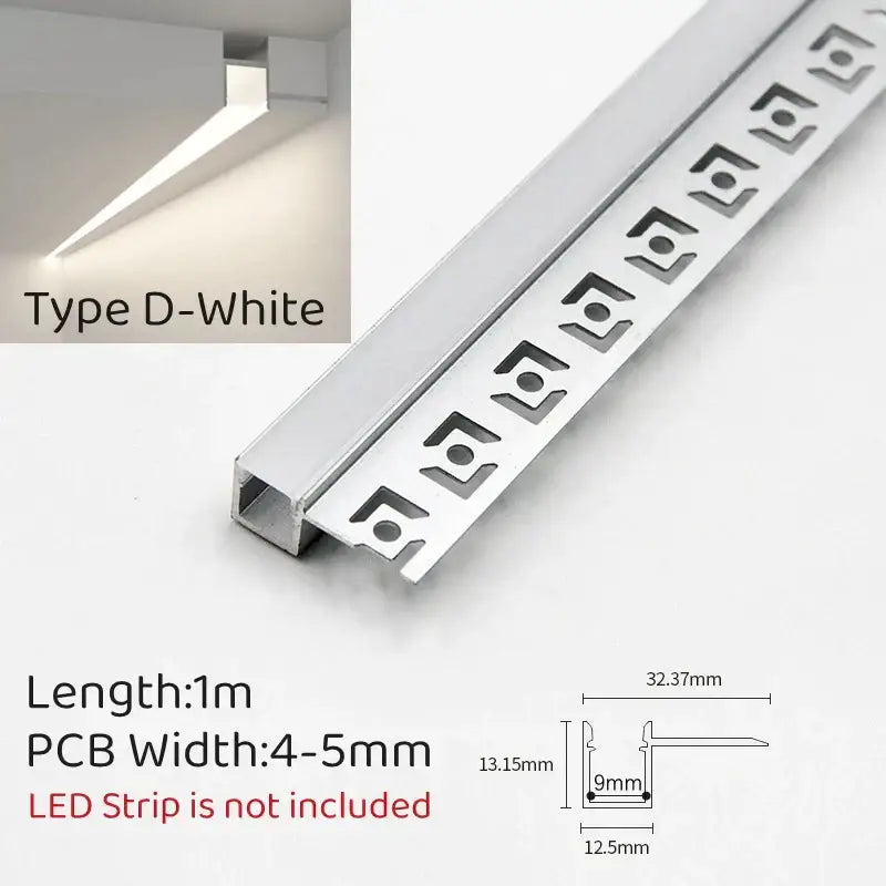 Modern white curved led aluminum profile living room recessed light
