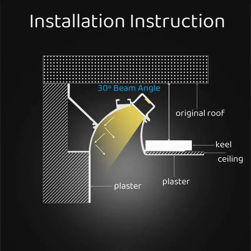 Modern white curved led aluminum profile living room recessed light