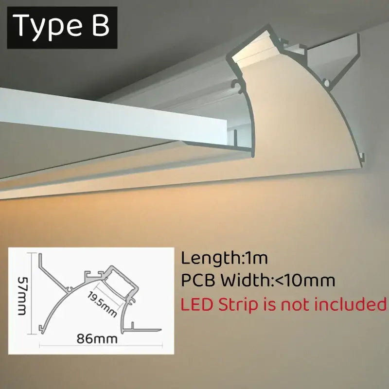 Modern white curved led aluminum profile living room recessed light