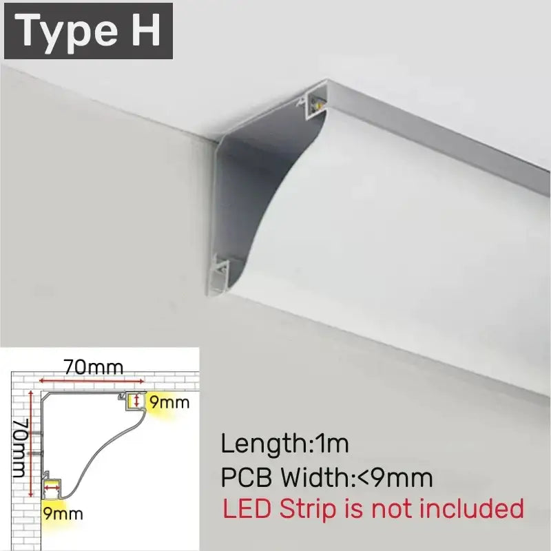 Modern white curved led aluminum profile living room recessed light
