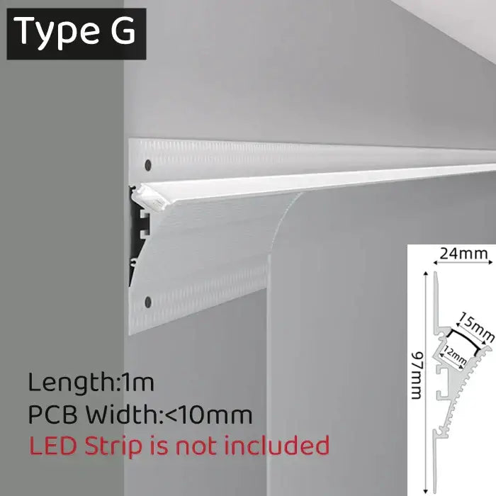 Modern white curved led aluminum profile living room recessed light
