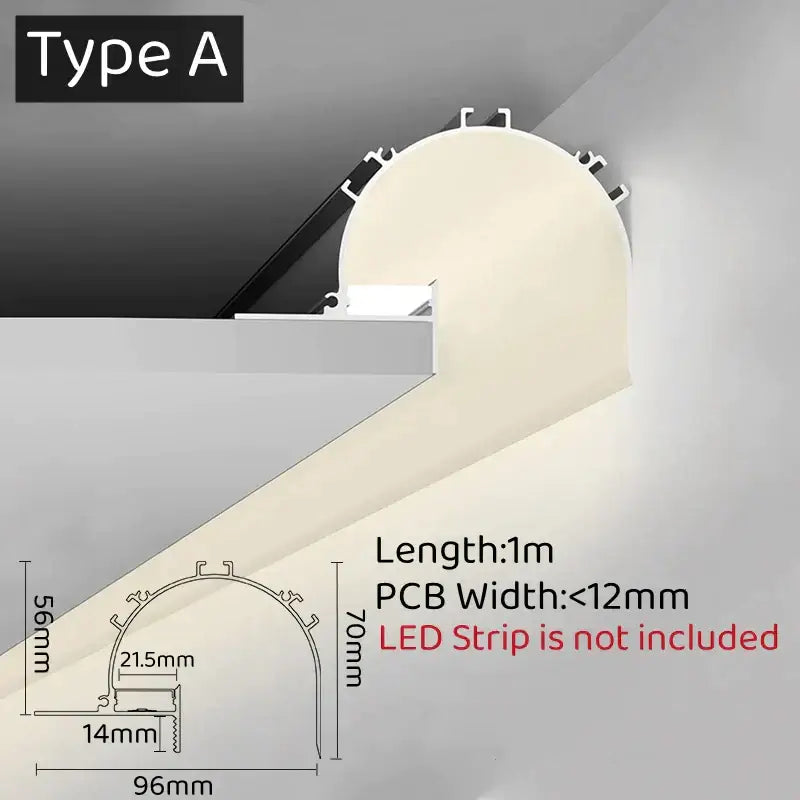 Modern white curved led aluminum profile living room recessed light