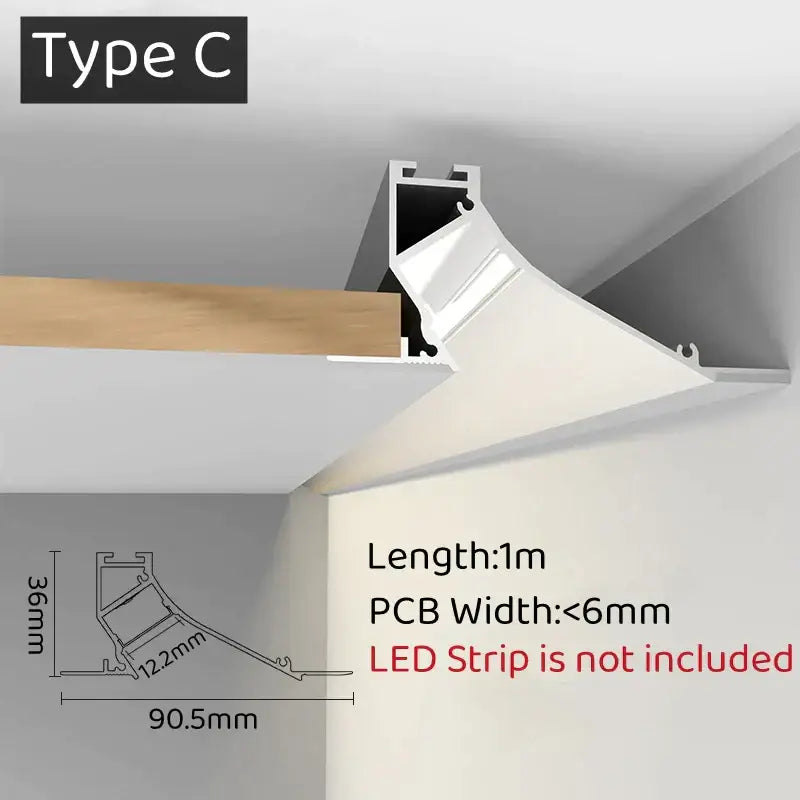 Modern white curved led aluminum profile living room recessed light