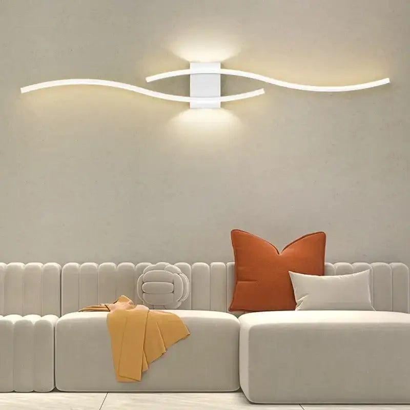 Modern white curved led wall light strip living room sconce