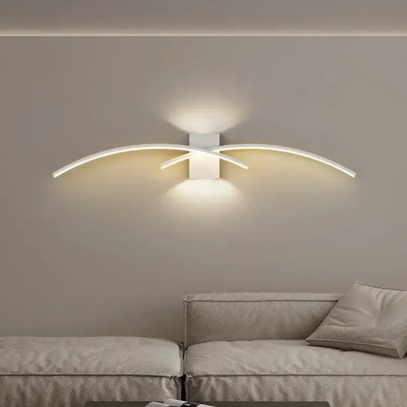 Modern white curved led wall light strip living room sconce