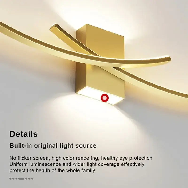 Modern white curved led wall light strip living room sconce