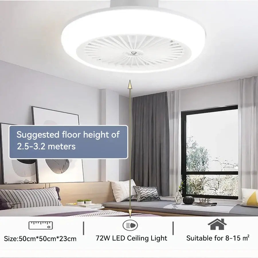 Modern white decorbites ceiling fan with light for bedroom