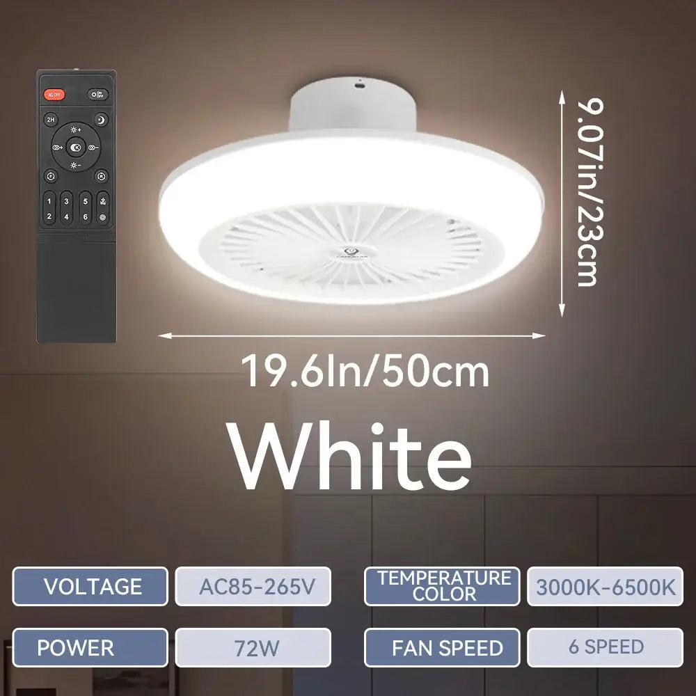 Modern white decorbites ceiling fan with light for bedroom