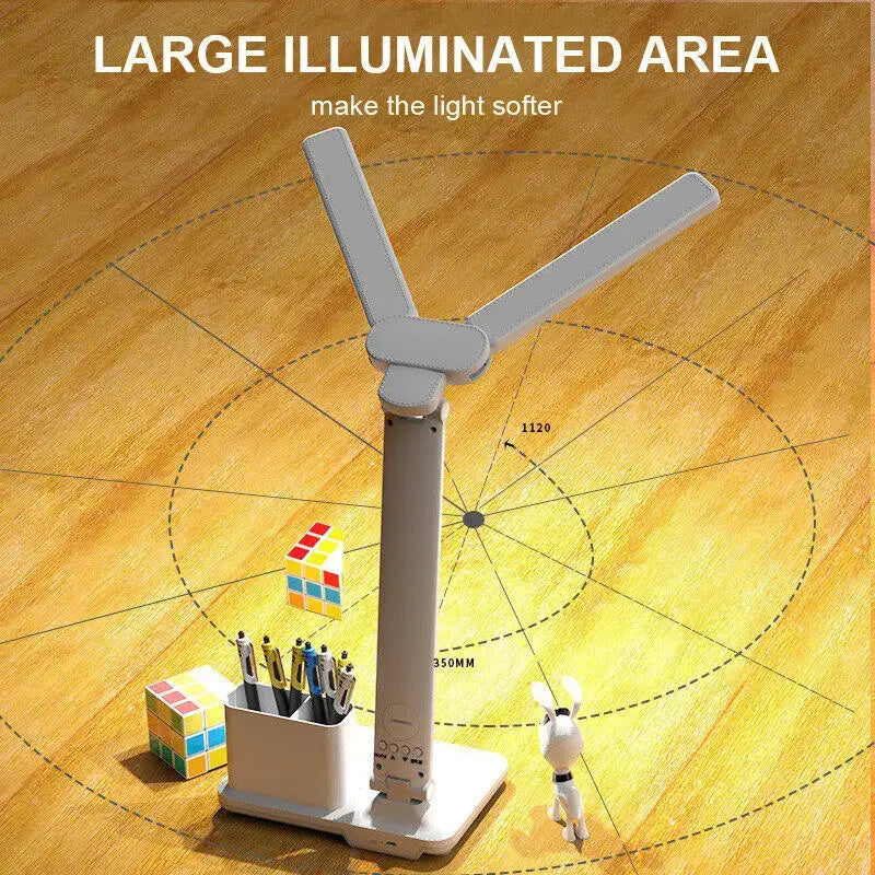 Modern white dual arm led desk lamp with pen holder bedroom light