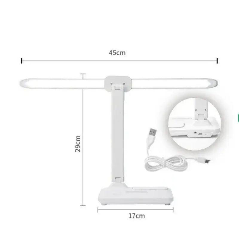 Modern white dual arm led desk lamp with pen holder bedroom light