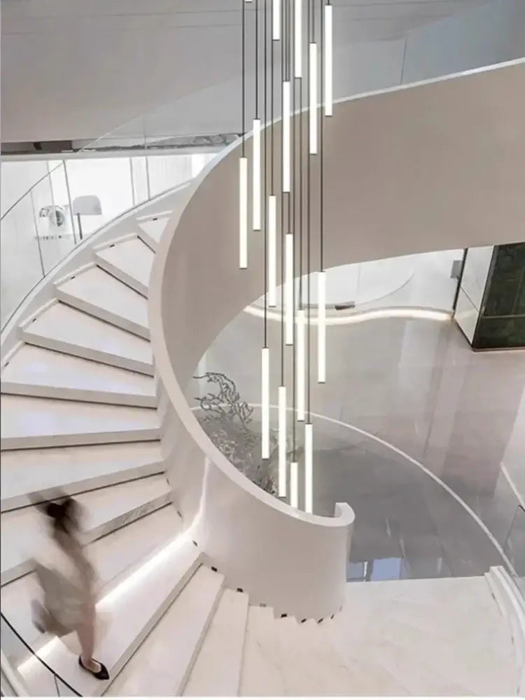 Modern white duplex loft led chandelier stairway pendant light