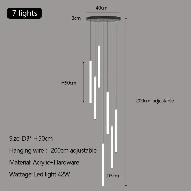 Modern white duplex loft led chandelier stairway pendant light