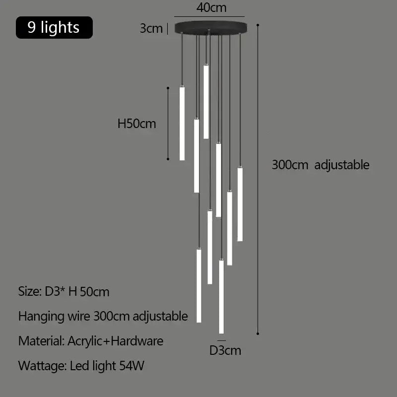 Modern white duplex loft led chandelier stairway pendant light