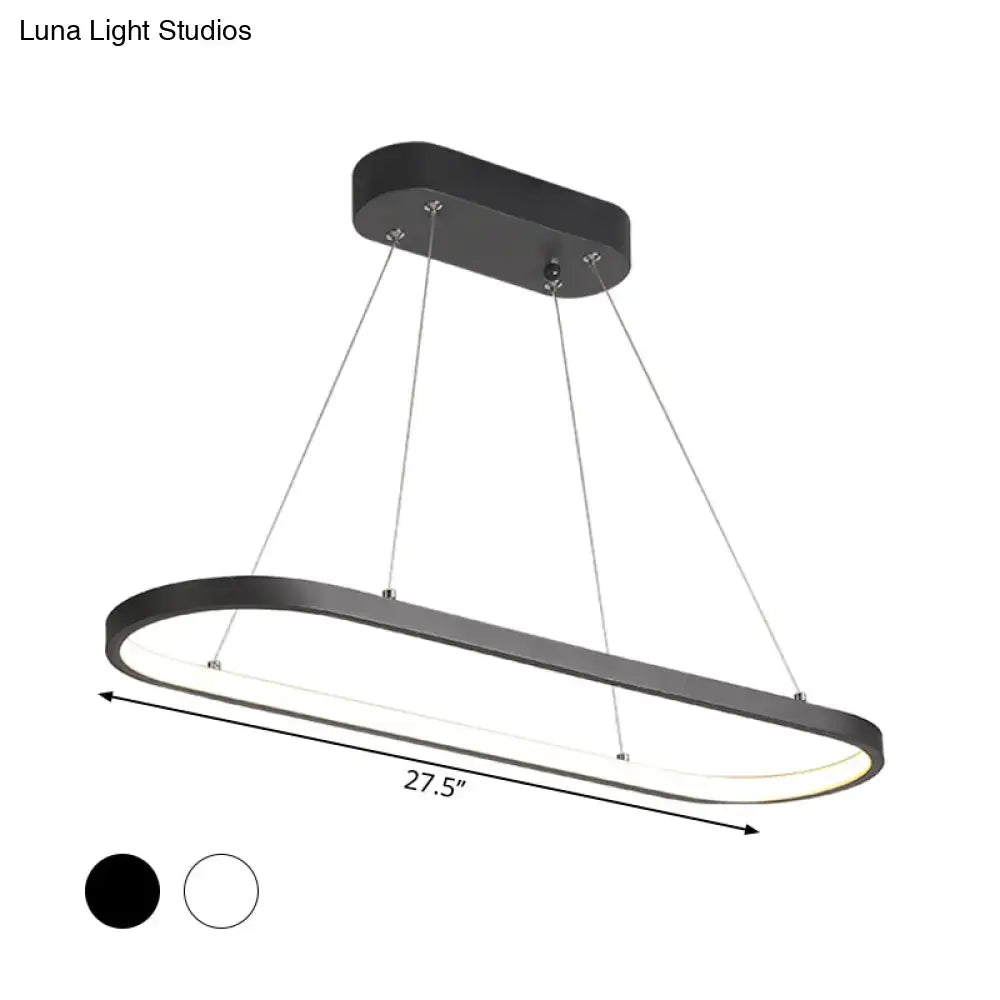 Modern white ellipse led ceiling fixture for dining room warm white