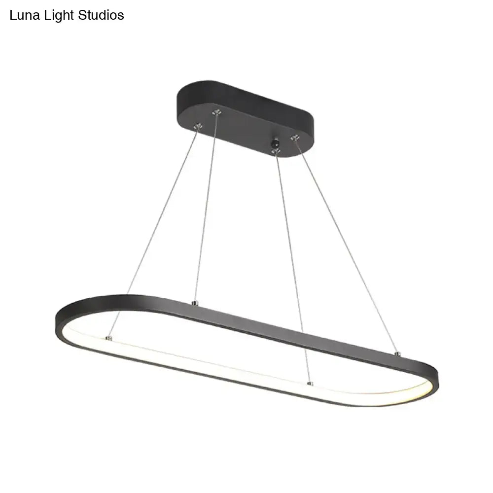 Modern white ellipse led ceiling fixture for dining room warm white