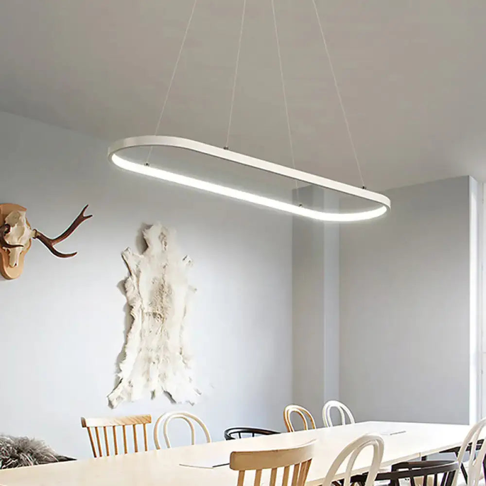 Modern white ellipse led ceiling fixture for dining room warm white