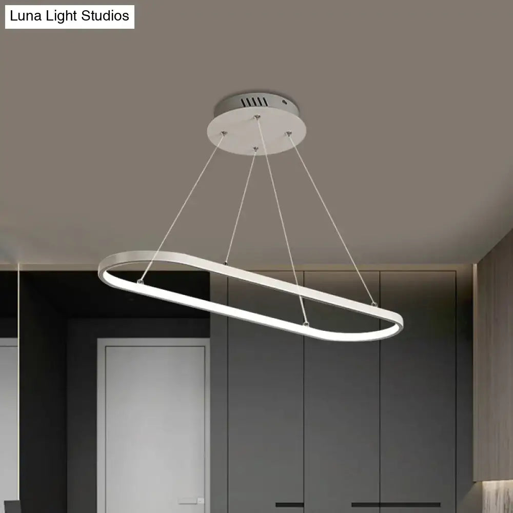 Modern white ellipse led ceiling fixture for dining room warm white