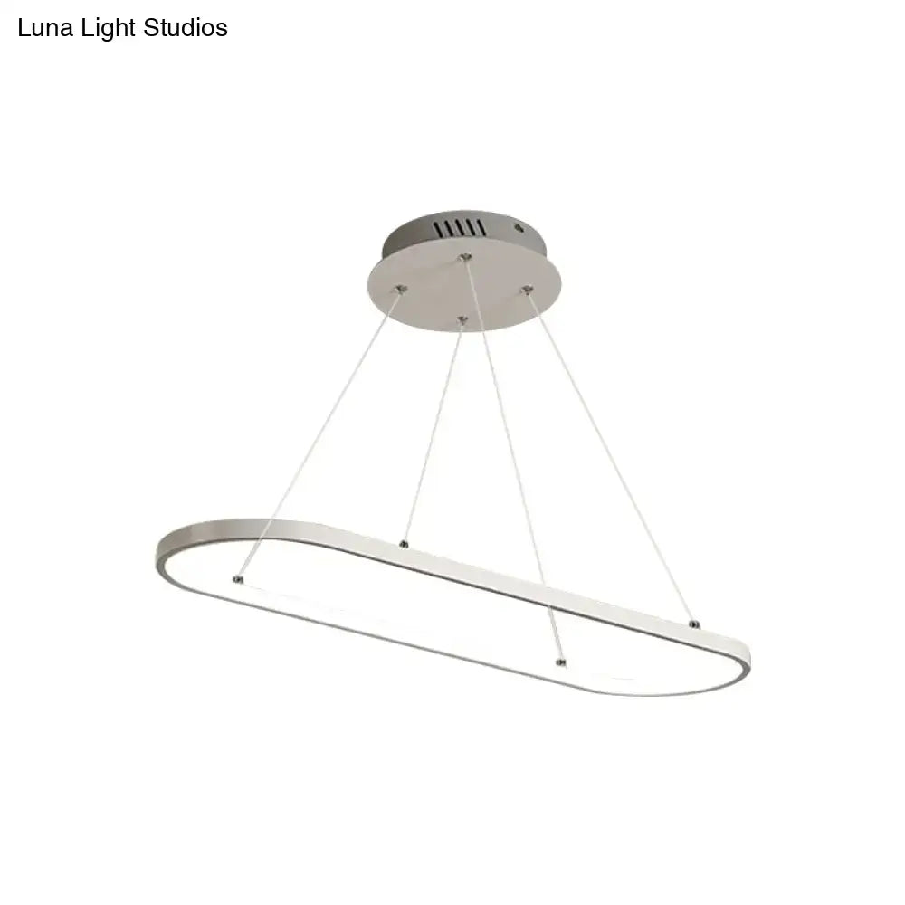 Modern white ellipse led ceiling fixture for dining room warm white