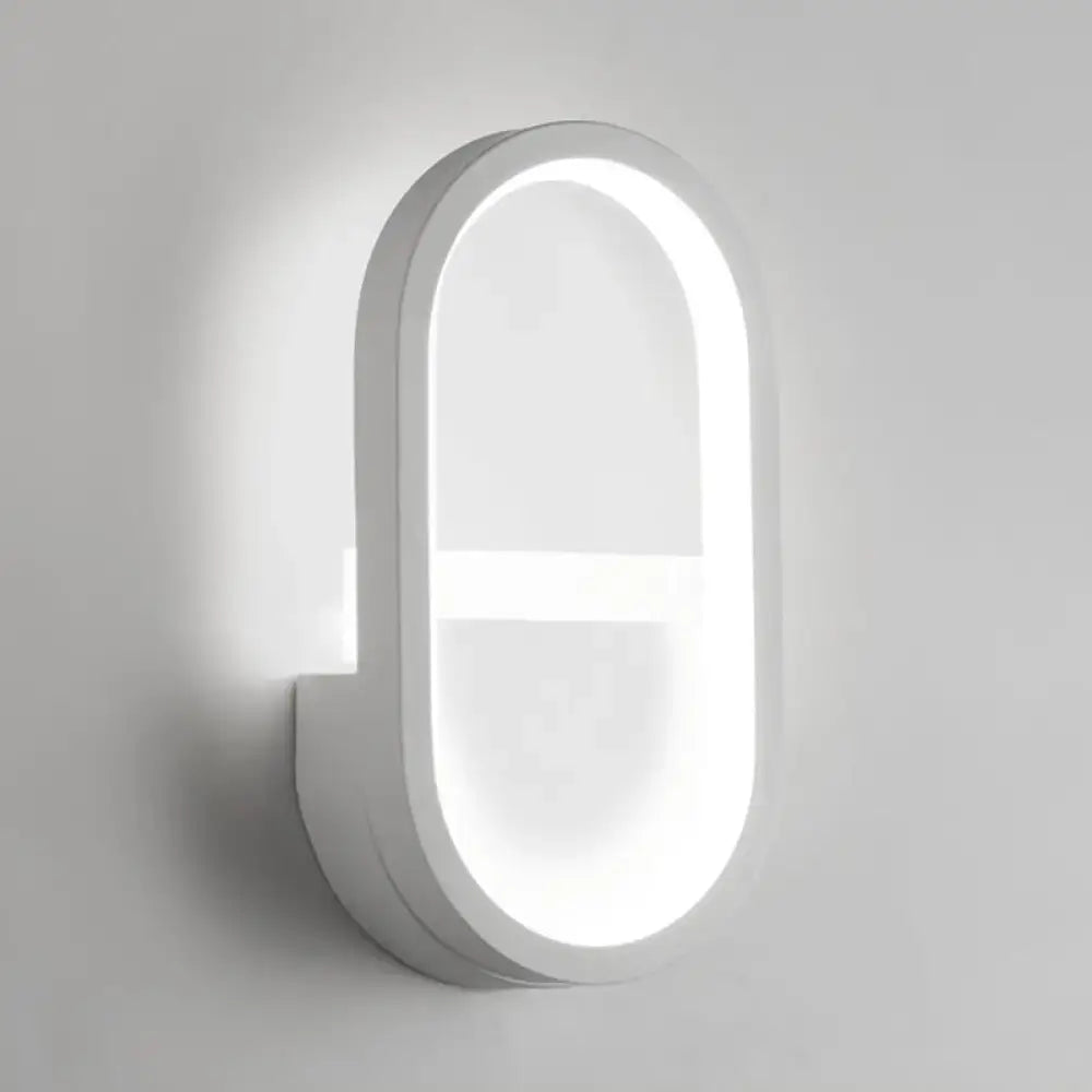 Modern white elliptical led wall lamp bedroom sconce