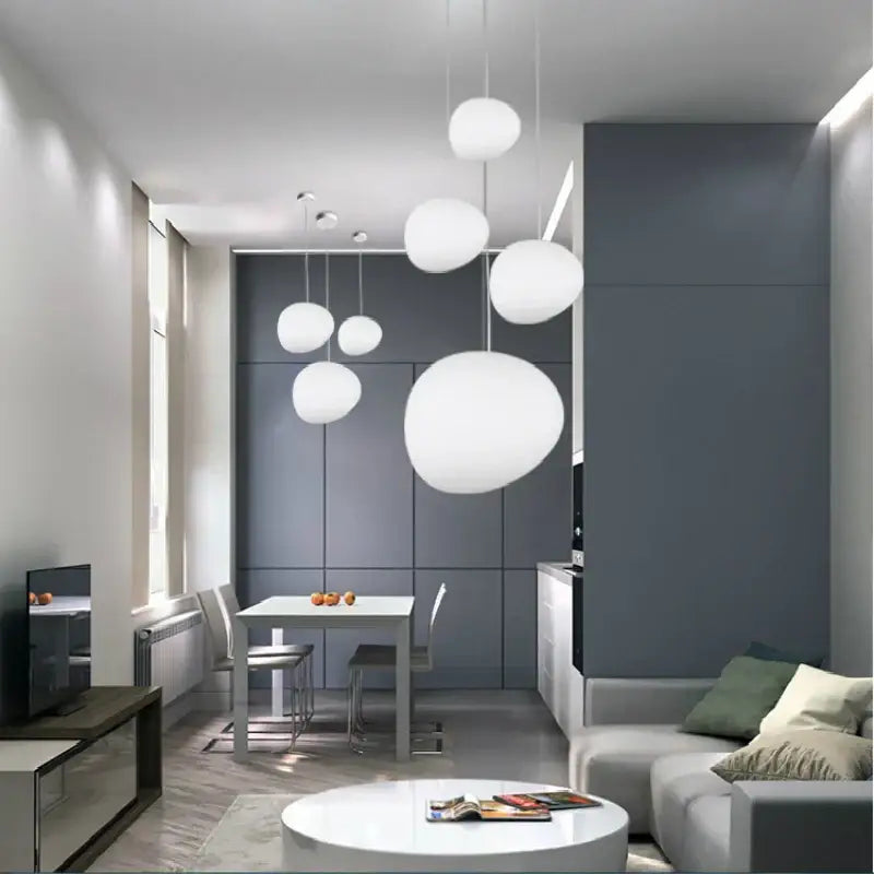 Modern white frosted glass ball led pendant light dining room set