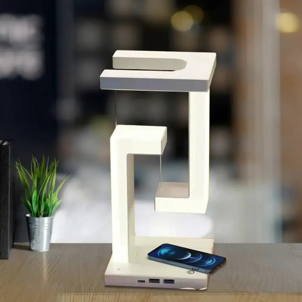 Modern white geometric wireless charger desk lamp bedroom light