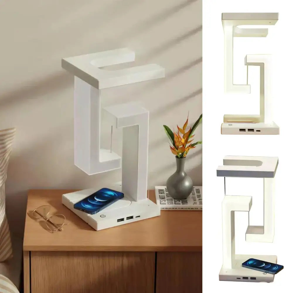 Modern white geometric wireless charger desk lamp bedroom light