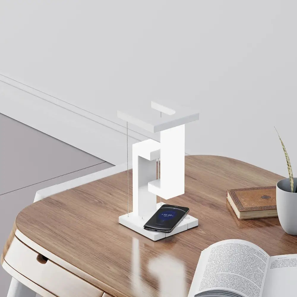 Modern white geometric wireless charger desk lamp bedroom light