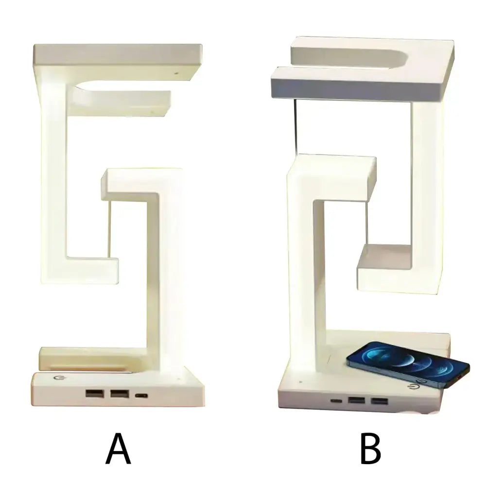 Modern white geometric wireless charger desk lamp bedroom light