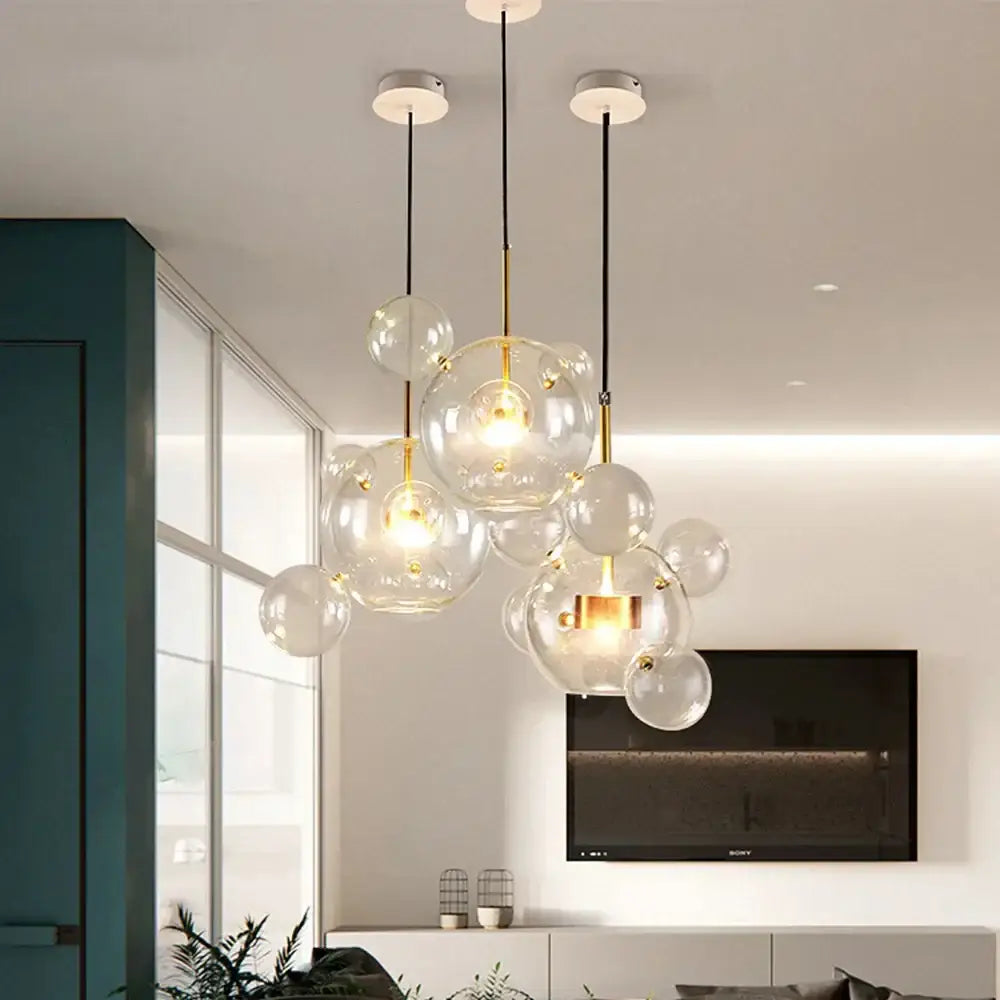 Modern white glass bubble chandelier for living room atmosphere