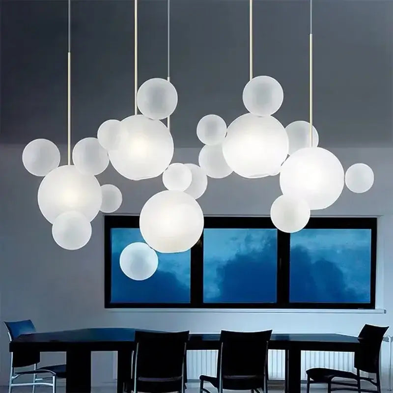 Modern white glass bubble chandelier for living room atmosphere