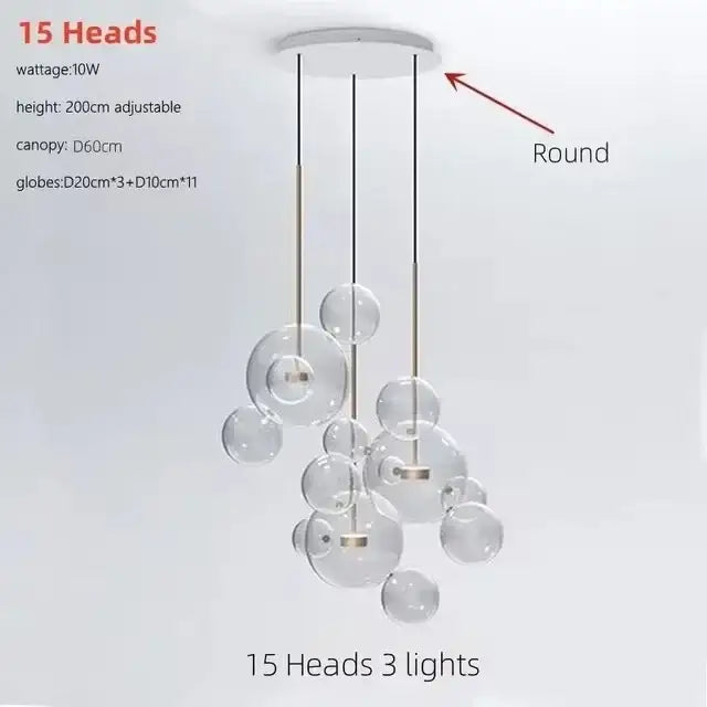 Modern white glass bubble chandelier for living room atmosphere