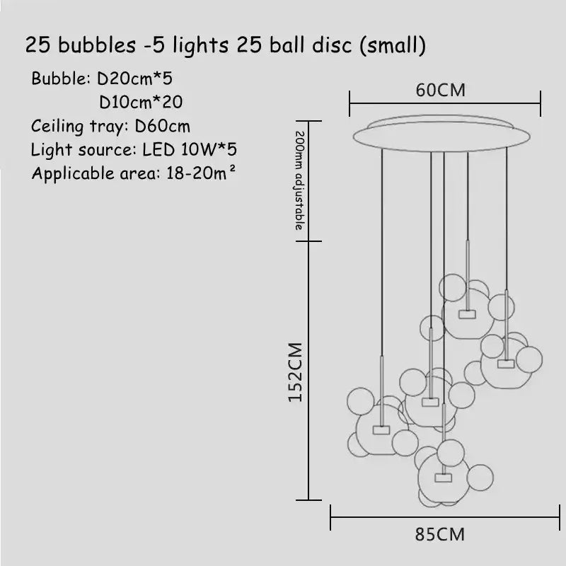 Modern white glass bubble chandelier for living room atmosphere