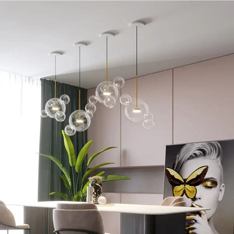 Modern white glass bubble chandelier for living room atmosphere